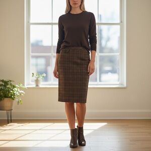 J. CREW Women’s No. 2 Pencil Brown Plaid Wool Skirt Size 6.